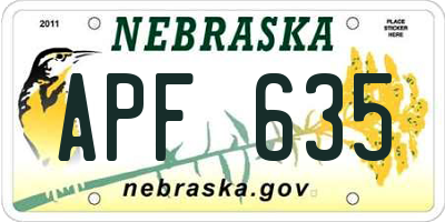NE license plate APF635