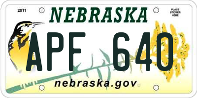 NE license plate APF640