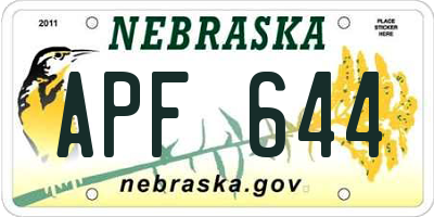 NE license plate APF644
