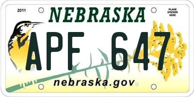 NE license plate APF647