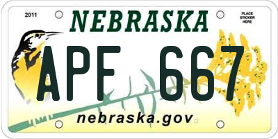 NE license plate APF667