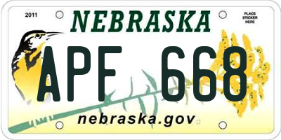 NE license plate APF668