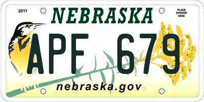 NE license plate APF679