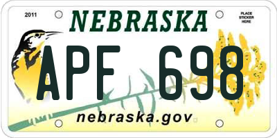 NE license plate APF698