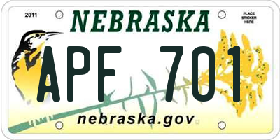 NE license plate APF701