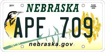 NE license plate APF709