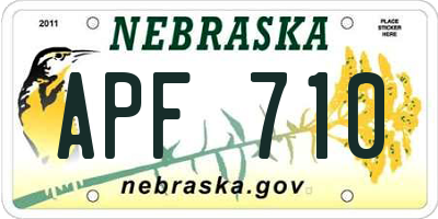 NE license plate APF710