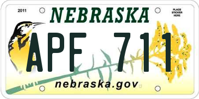 NE license plate APF711