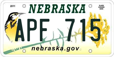 NE license plate APF715