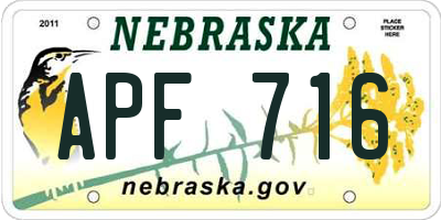 NE license plate APF716