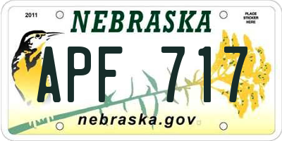 NE license plate APF717