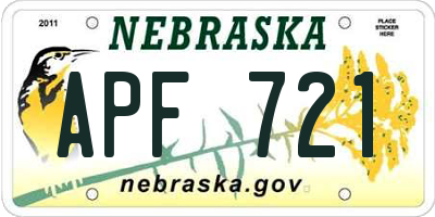 NE license plate APF721