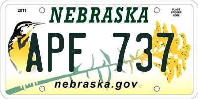 NE license plate APF737