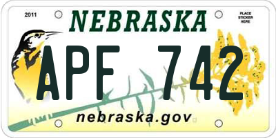NE license plate APF742