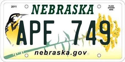 NE license plate APF749