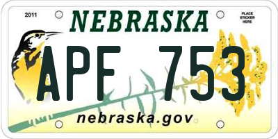 NE license plate APF753