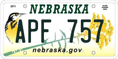 NE license plate APF757