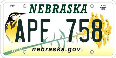 NE license plate APF758