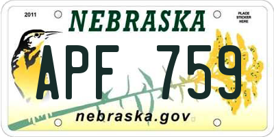 NE license plate APF759