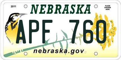 NE license plate APF760