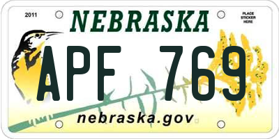 NE license plate APF769