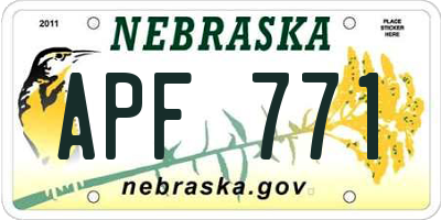 NE license plate APF771