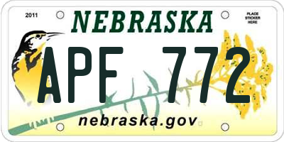 NE license plate APF772