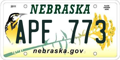 NE license plate APF773