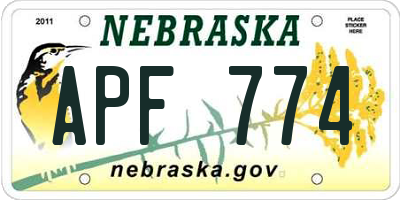 NE license plate APF774
