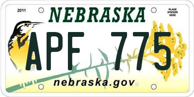 NE license plate APF775
