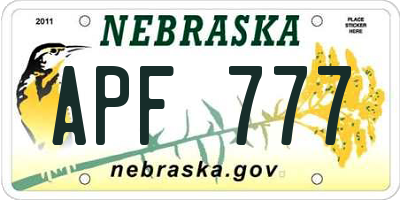 NE license plate APF777