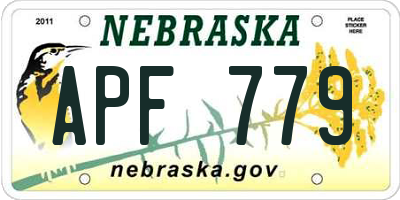 NE license plate APF779