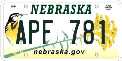 NE license plate APF781
