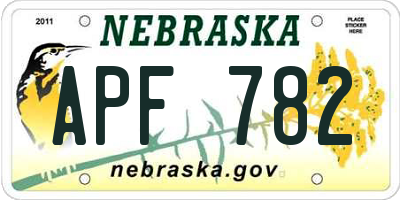 NE license plate APF782