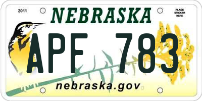 NE license plate APF783