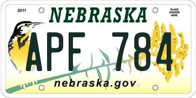 NE license plate APF784