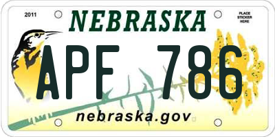 NE license plate APF786