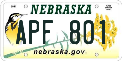 NE license plate APF801