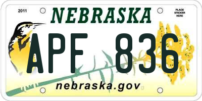 NE license plate APF836
