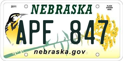 NE license plate APF847