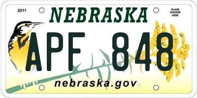NE license plate APF848