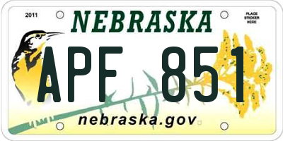 NE license plate APF851
