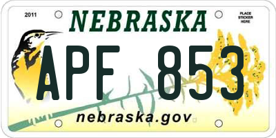 NE license plate APF853