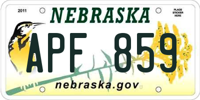 NE license plate APF859