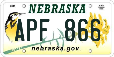 NE license plate APF866