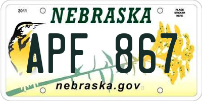 NE license plate APF867