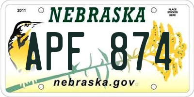NE license plate APF874