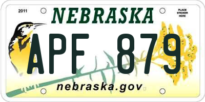 NE license plate APF879