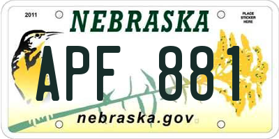 NE license plate APF881