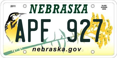 NE license plate APF927